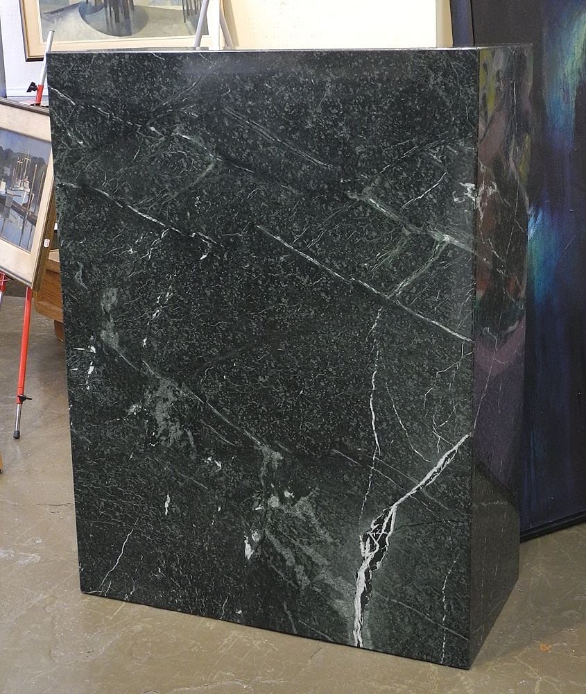 Green Marble Pedestal, 39 1/4" H. x 29 1/2" W. x 14" D. (weight noted, not shippable). (1 of 4)