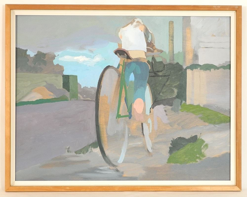 Oil on Board signed Verso Glenn E Howarth May 1985, 20" x 26", "Sheila's Bike". (1 of 5)