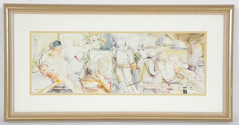 4 Sepia Ink Drawings signed Radisha (Nedeljkovich), Largest 6" x 18", "Figurative Subjects". (1 of 5)