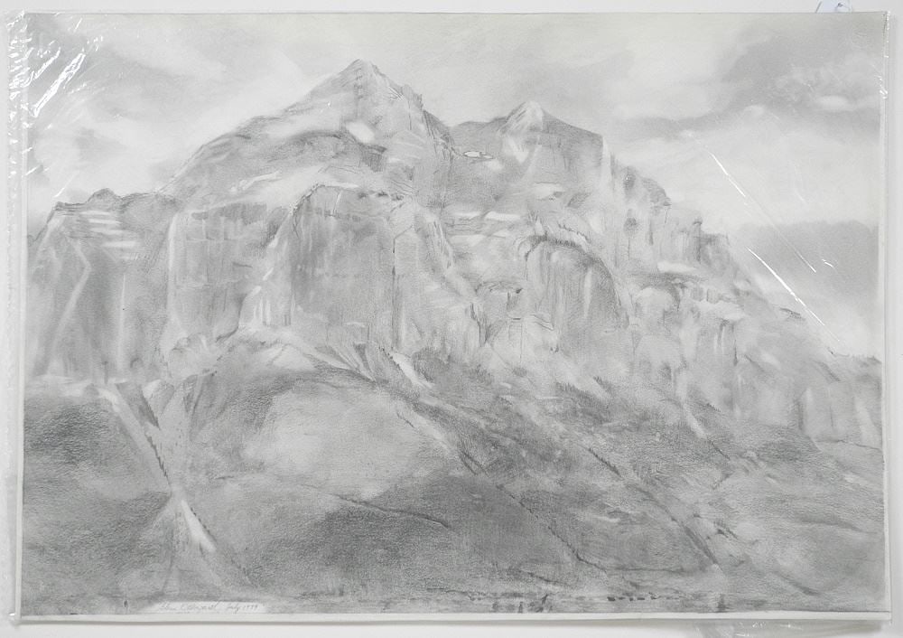 Graphite on Paper signed Glenn E. Howarth July 1979, 19 1/2" x 28", "Mt. Rundle #1". (1 of 3)