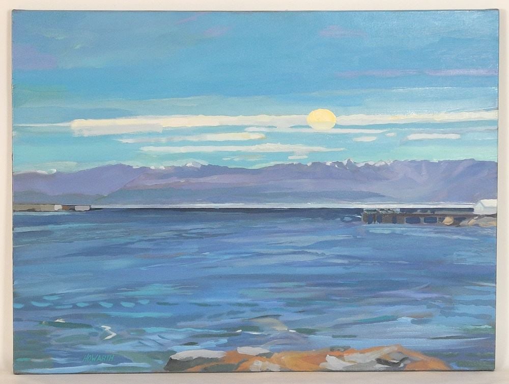 Oil on Canvas signed Howarth, 18" x 24", "Planes Entrance West Bay 7". (1 of 5)