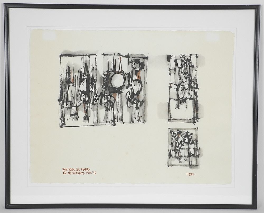 Ink & Wash signed (Anthony) Thorn, 16 3/4" x 21 3/4", 'For Bernie Raffo...'. (1 of 5)