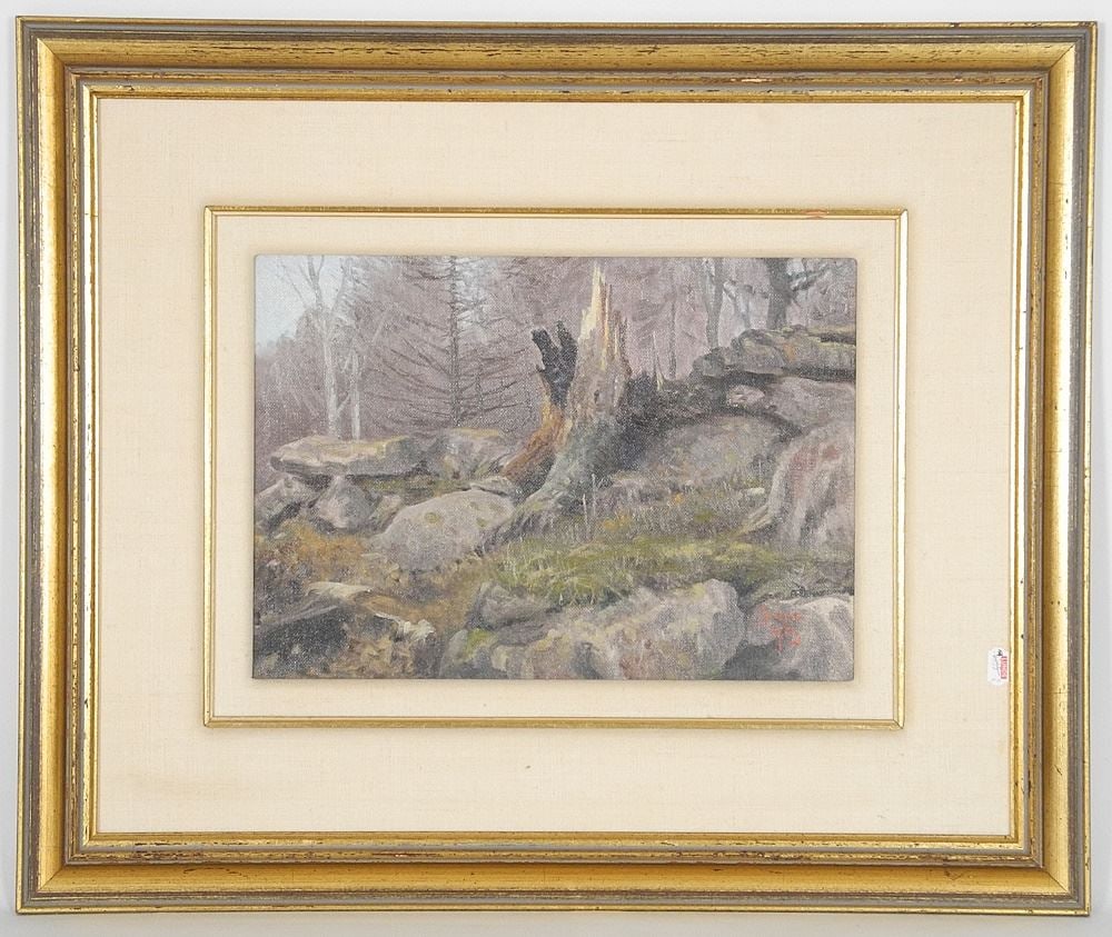 Oil on Board signed Dwayne Harty, 9 1/2" x 13 1/2", "Tree Struck by Lightening". (1 of 4)
