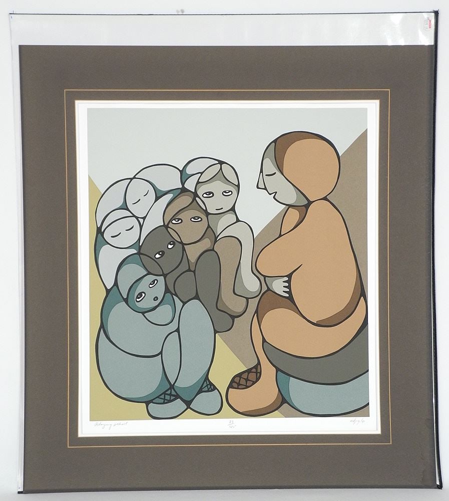 Serigraph signed (Daphne) Odjig/81, 20 3/4" x 18 3/4", "Playing School". (1 of 4)