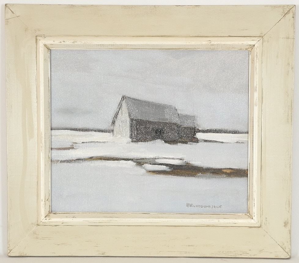 Oil on Canvas signed A. (Andre) Bertounesque, 10" x 12", ".... Loranger St. Donat".: Oil on Canvas signed A. (Andre) Bertounesque, 10" x 12", ".... Loranger St. Donat".