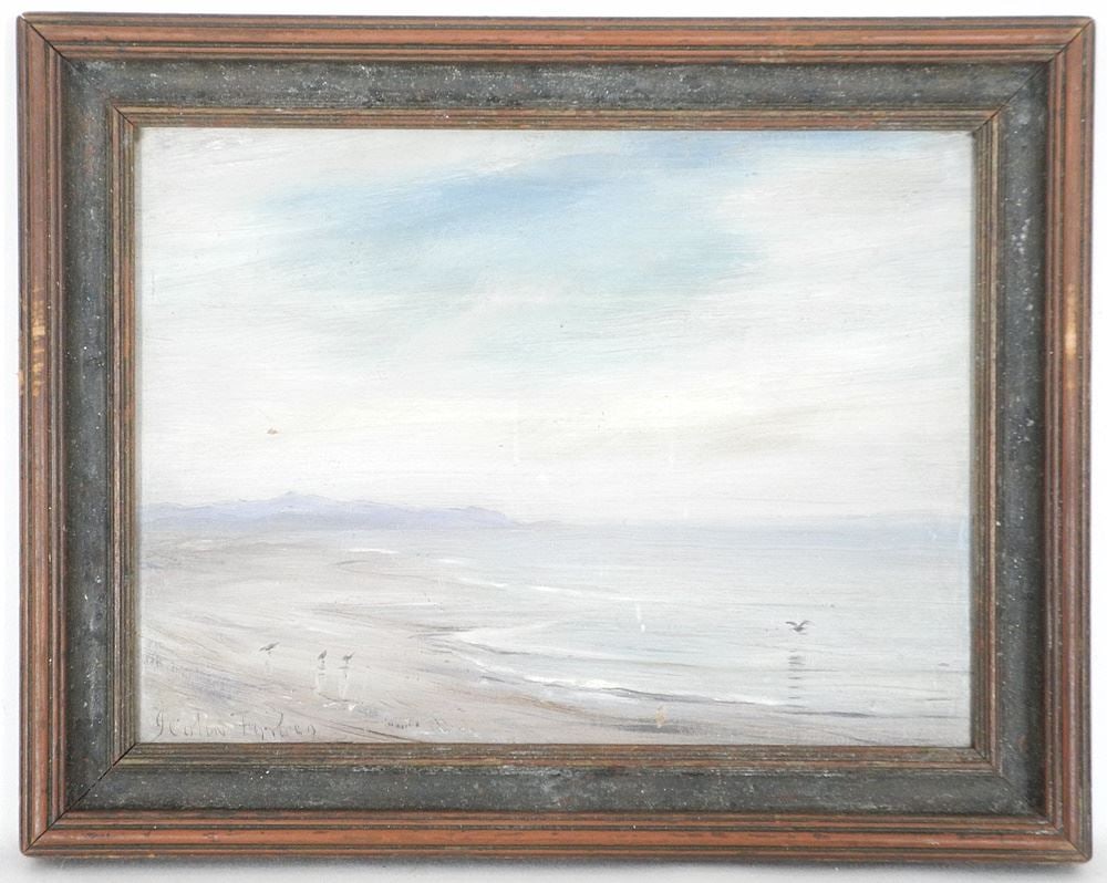 Oil on Board signed J. (John) Colin Forbes, 8 3/4" x 11 3/4", "Coastal Scene with Shore Birds". (1 of 4)