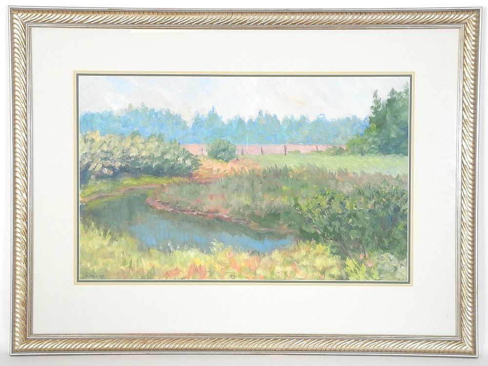 Pastel on Paper signed (Helen) Rogak 89', 14 1/2" x 23 1/2", "Verdant Creek Vista".: Pastel on Paper signed (Helen) Rogak 89', 14 1/2" x 23 1/2", "Verdant Creek Vista".