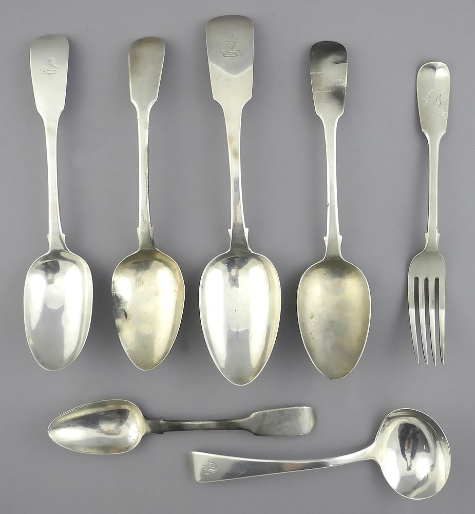 Collection of Georgian Silver Cutlery Items, 7 Pieces, 470g. (1 of 2)
