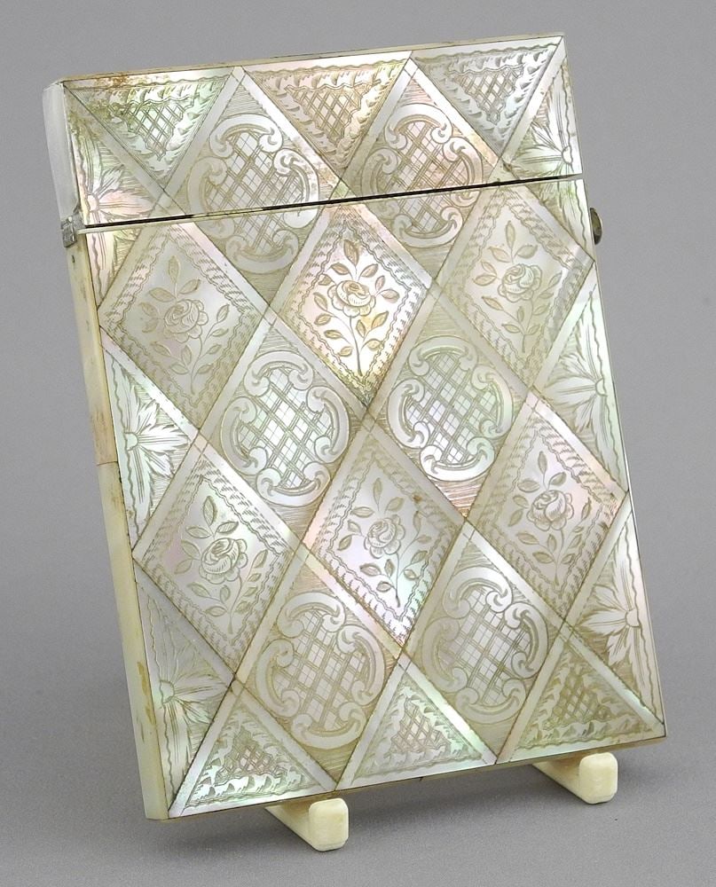 Mother of Pearl Calling Card Case, 4 1/8"h. (1 of 6)