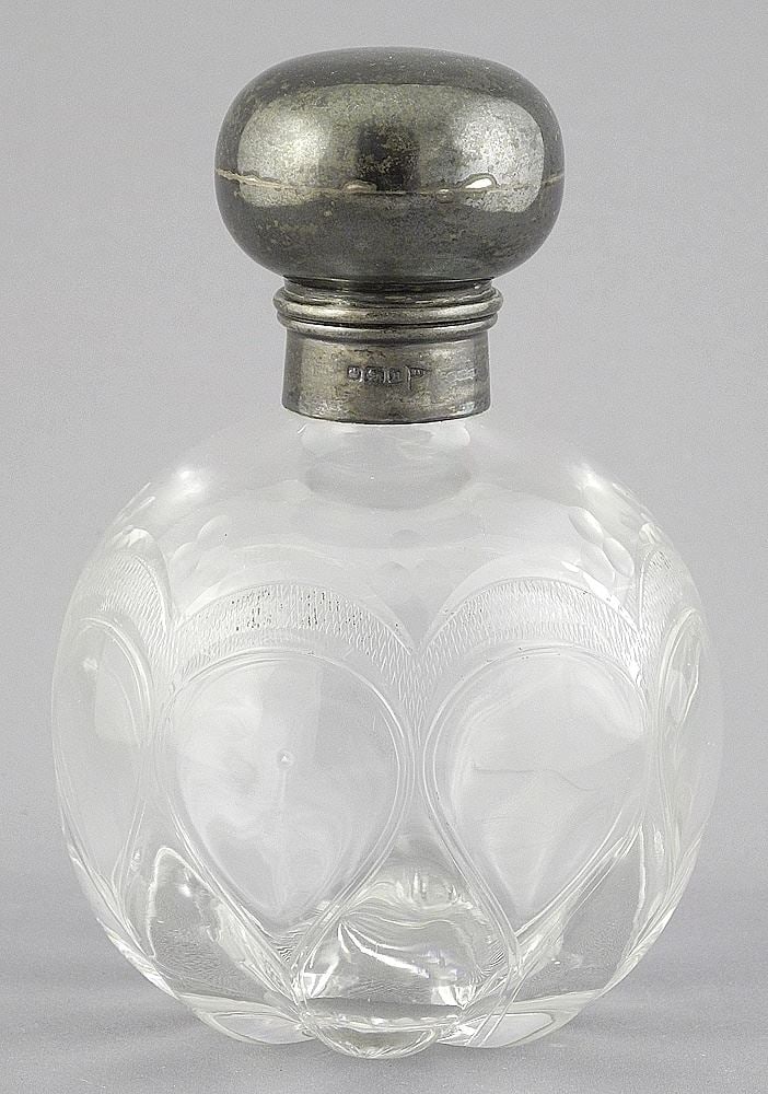 Walker & Hall Hallmarked Silver & Glass Scent Bottle, 5"h (no stopper) (1 of 2)