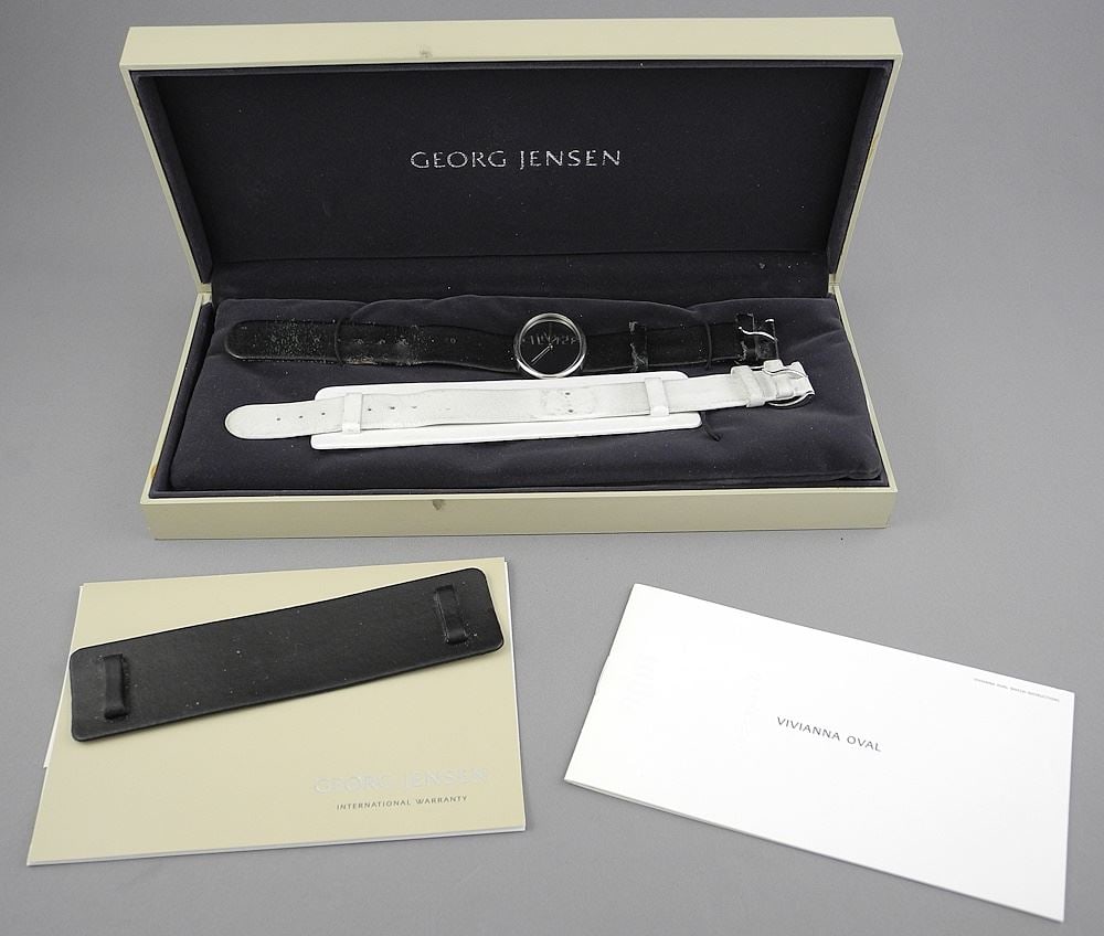 Georg Jensen Vivianna Oval 223 Ladies Watch with Case / Parts / Receipt (straps worn).: Georg Jensen Vivianna Oval 223 Ladies Watch with Case / Parts / Receipt (straps worn).