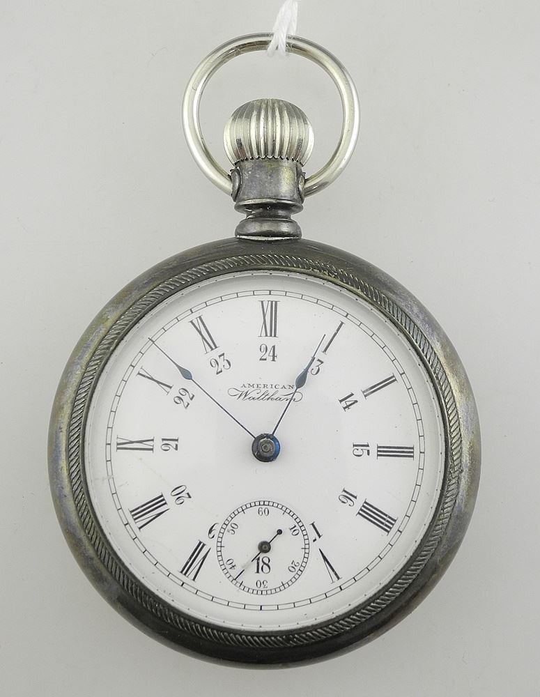 American Waltham Sterling (marked) Silver Pocket Watch, 2 1/4" Diam., 148g. (1 of 2)