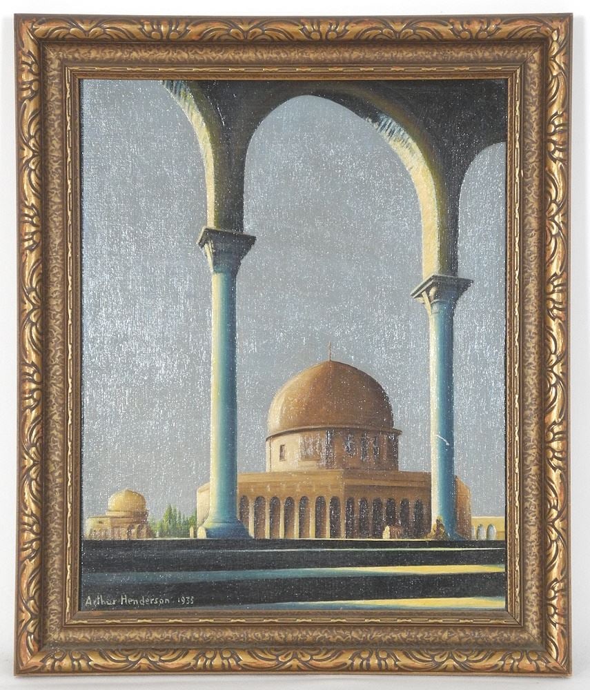 Oil on Board signed Arthur Henderson 1933, 13 3/4" x 11", "Madrazza Scene". (1 of 3)