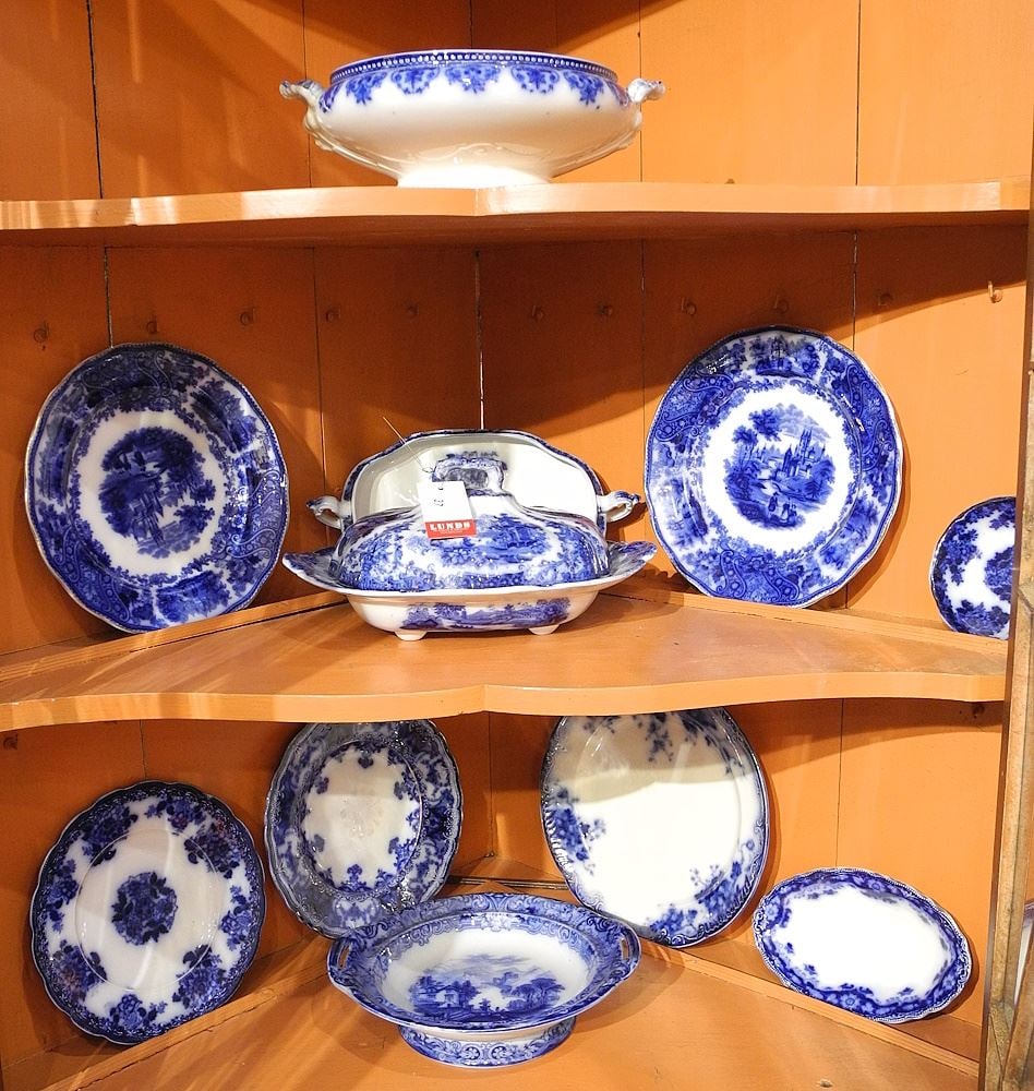 Collection of Flow Blue China Wares: Plates & Serving Pieces. (1 of 1)