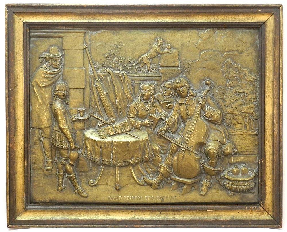 Embossed Brass Plaque "David Teniers et sa Famille", 18" x 24". (1 of 3)