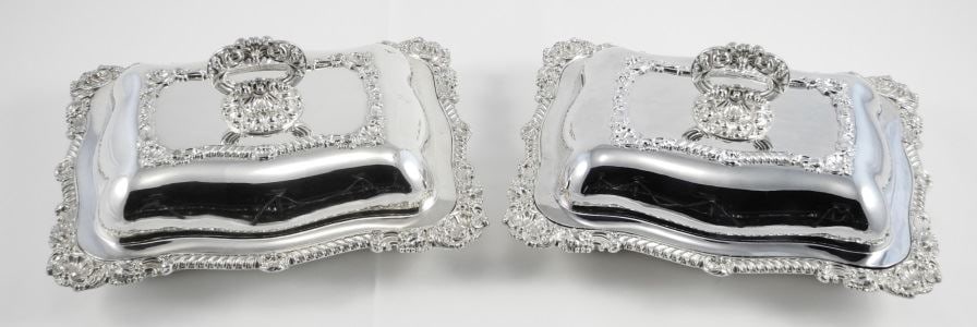 Pair of Rectangle Plated Entree Dishes with Removable Handles, 12". (1 of 4)