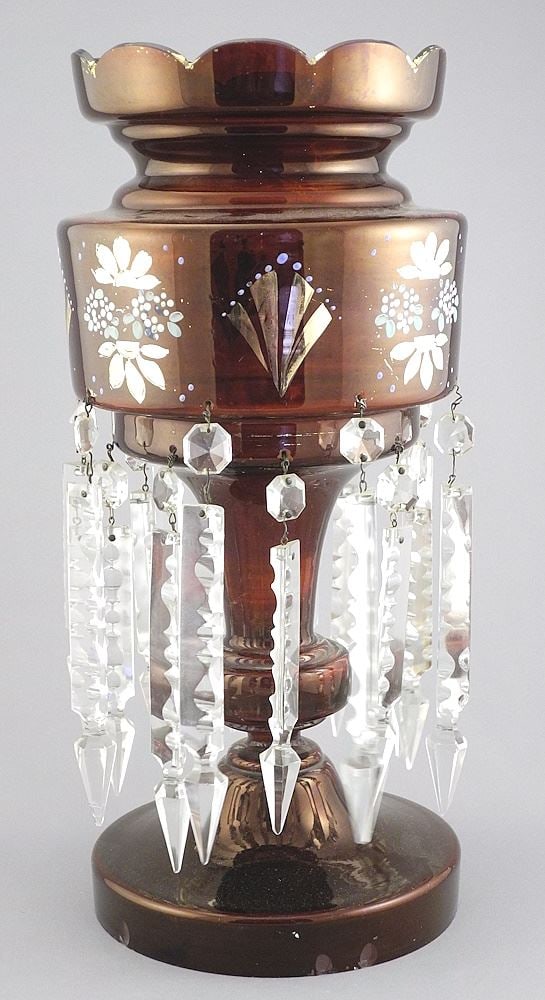 Single Ruby Glass Lustre, 14 1/2"h. (1 of 2)