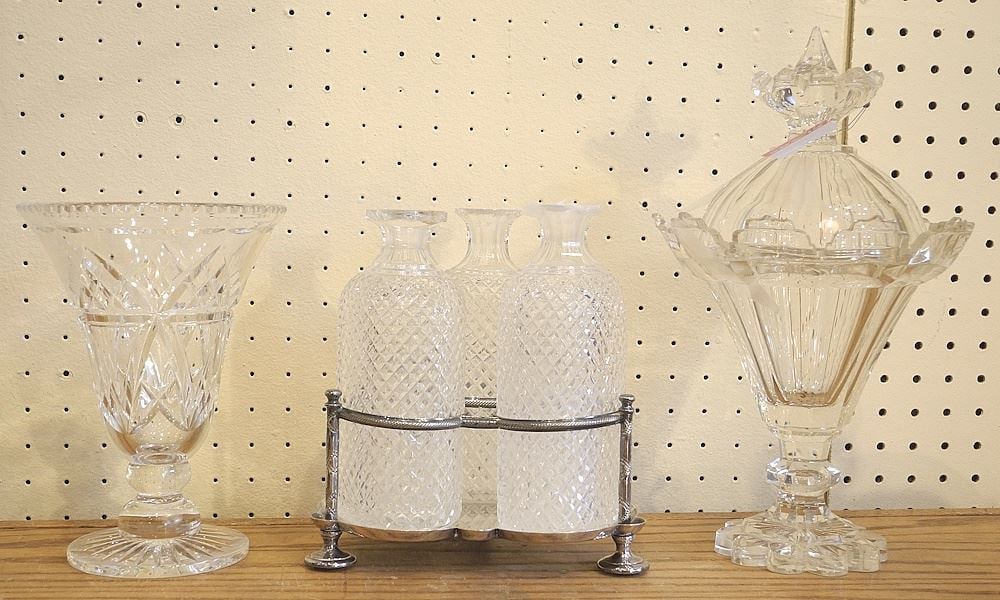 Collection of Crystal Wares (decanters as found).: Collection of Crystal Wares (decanters as found).