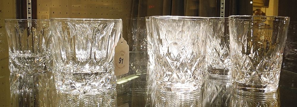 4 Tudor Crystal Whiskey / 8 Short Crystal Cups, 3 3/8" & 3 7/8"h. (1 of 1)