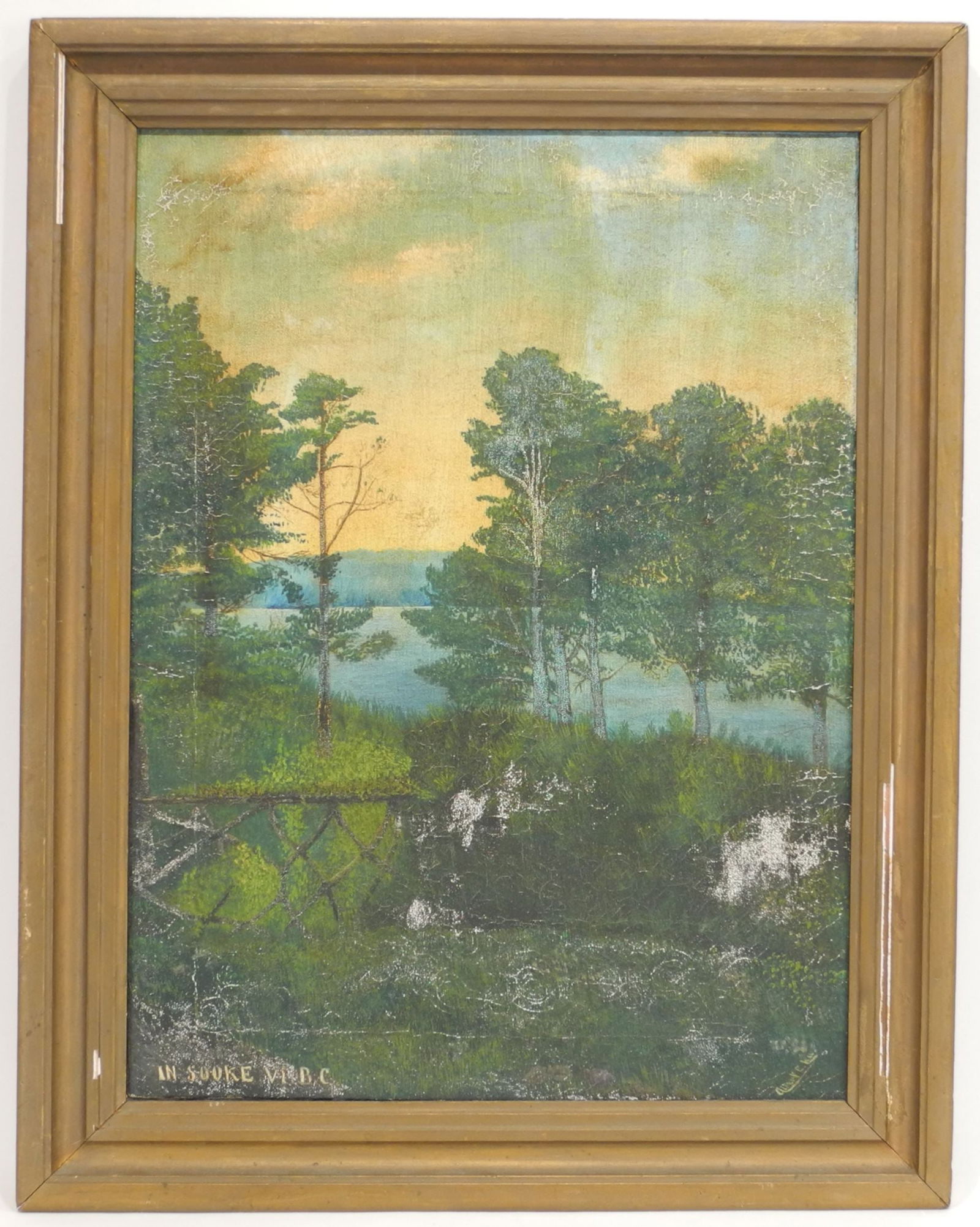 Oil on Canvas signed Albert E Lea, 23 3/4" x 17 3/4", "In Sooke VI BC", (condition noted). (1 of 4)