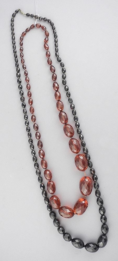Cherry Amber Graduated Faceted Bead Necklace (26"L) & Amber 'Style' Necklace, 36"L. (1 of 2)