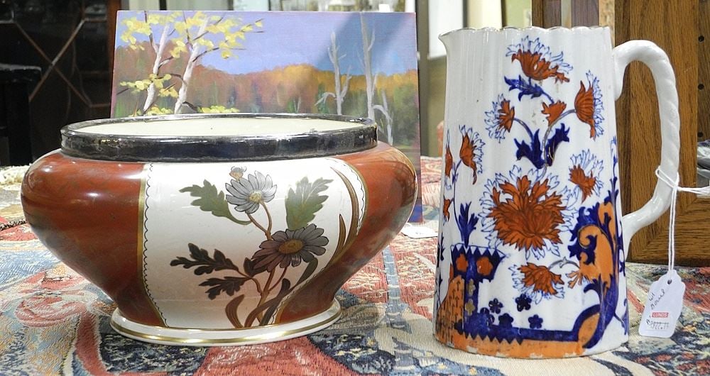 2 Pieces of English Ceramics: Pitcher & Bowl. (1 of 1)