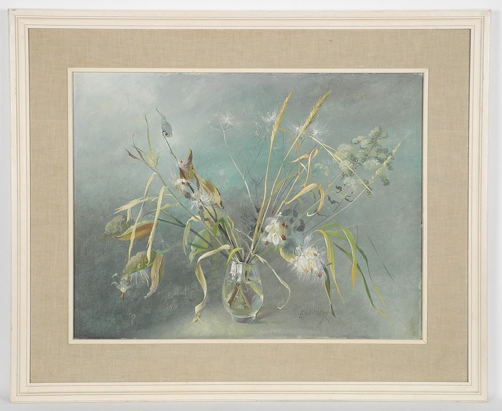 Oil on Canvas signed Ernest Heidersdorf, 21" x 27 1/2", "Untitled Vase of Flowers" (1 of 3)