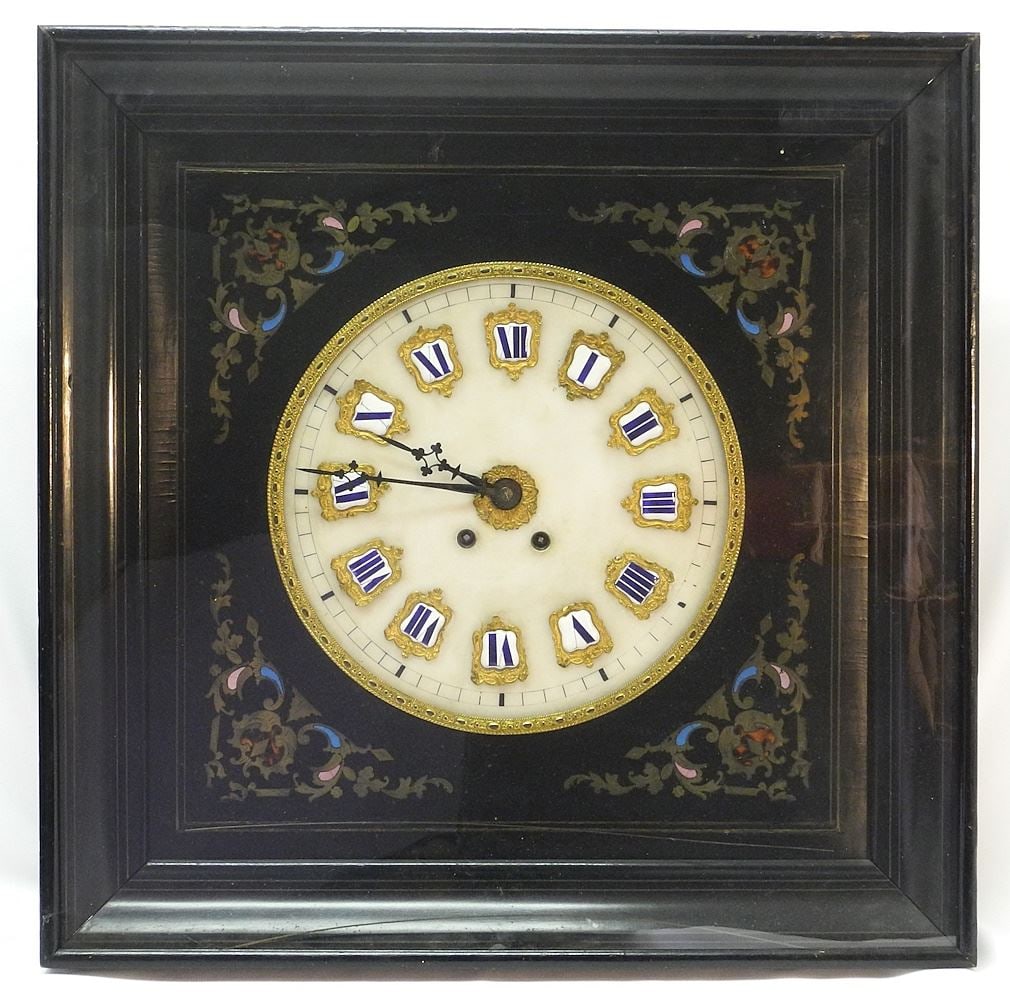 Boulle Marble & Porcelain Enamel Wall Clock. (1 of 7)