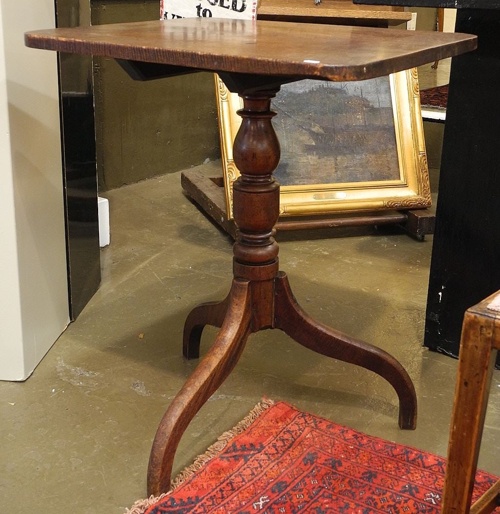 18th C. Mahogany Tilt Table, Top Modified, 28 5/8"L. (1 of 2)