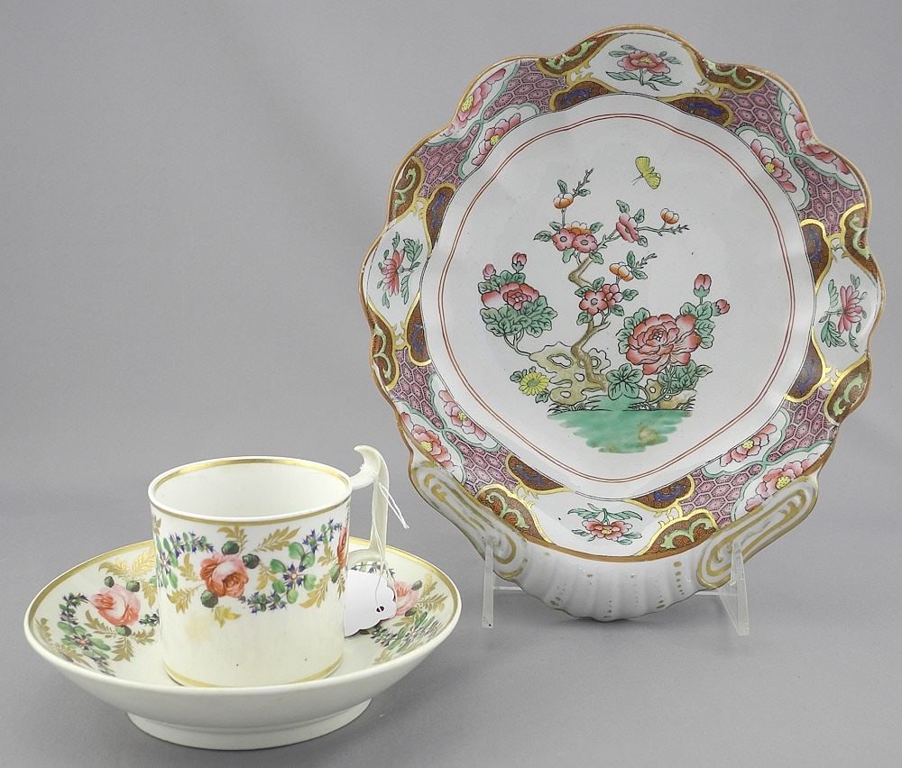 Copeland Shrimp Dish & Derby Cup & Saucer, 8 7/8"W. (1 of 3)