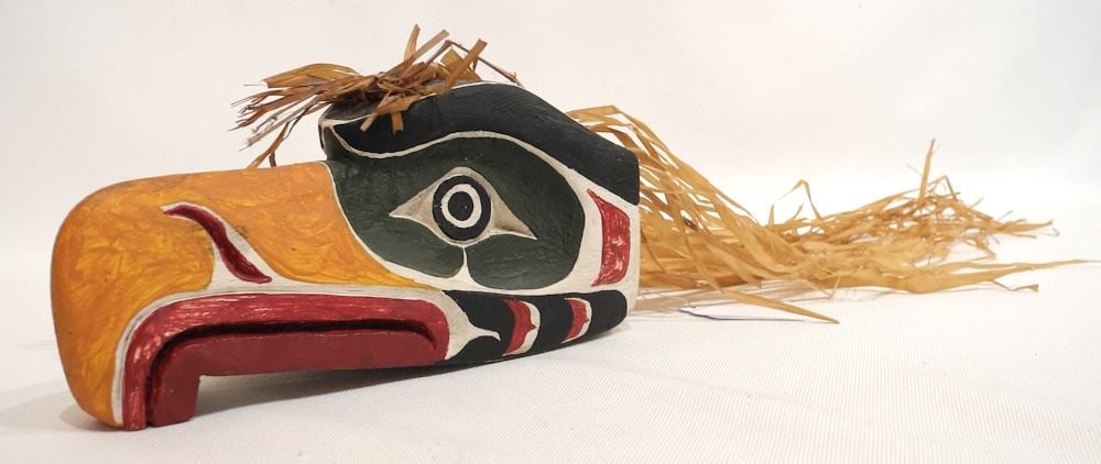 Kwagiulth Miniature "Eagle" Mask signed Rodney Seaweed, 7". (1 of 4)