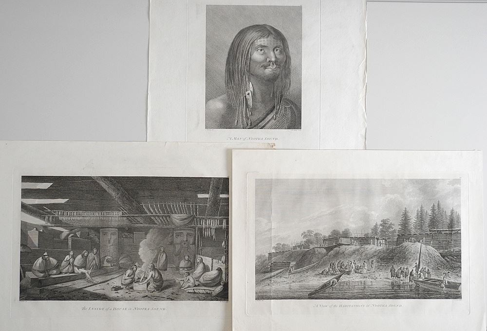 3 John Webber 'Nootka' Engravings, Plates Approx. 10" x 15 3/4". (1 of 4)