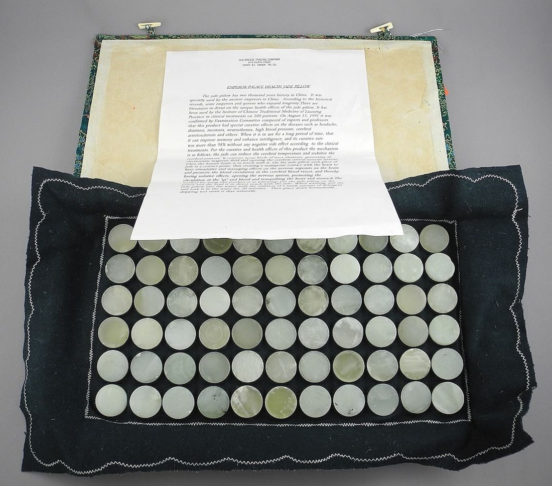 Chinese Emperor Palace Health Jade Pillow (11" x 18") with Case.: Chinese Emperor Palace Health Jade Pillow (11" x 18") with Case.