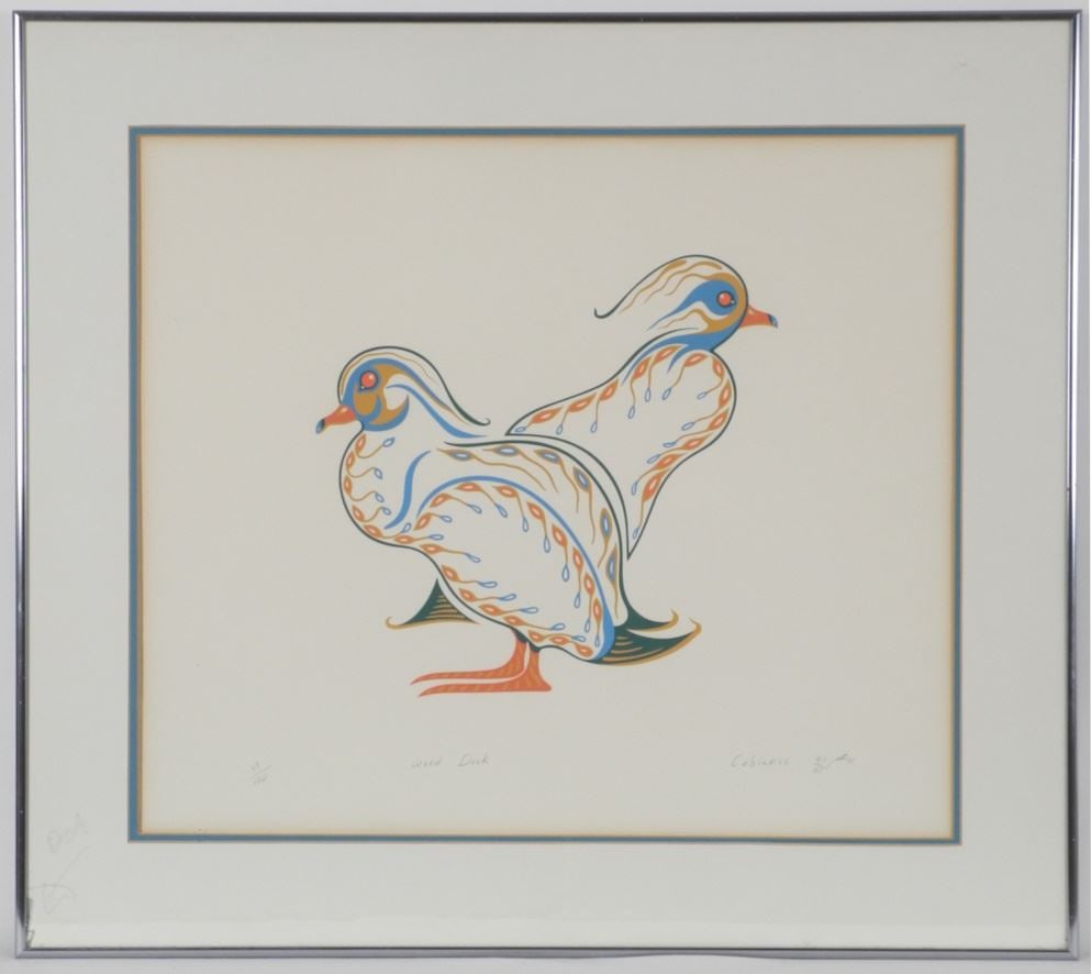Serigraph signed (Eddy) Cobiness'81, 18" x 21", "Wood Duck" #45/100 (glass noted). (1 of 3)