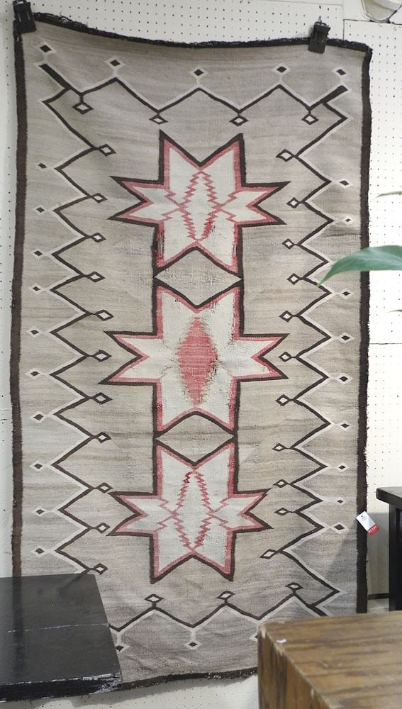 Old Navajo-Style Rug Approximately 76" x 43" (condition noted). (1 of 2)