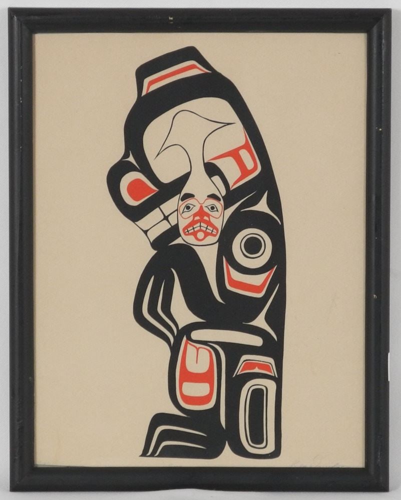 Haida Serigraph signed Reg Davidson, 10 5/8" x 8 1/8", "Bear". (1 of 2)