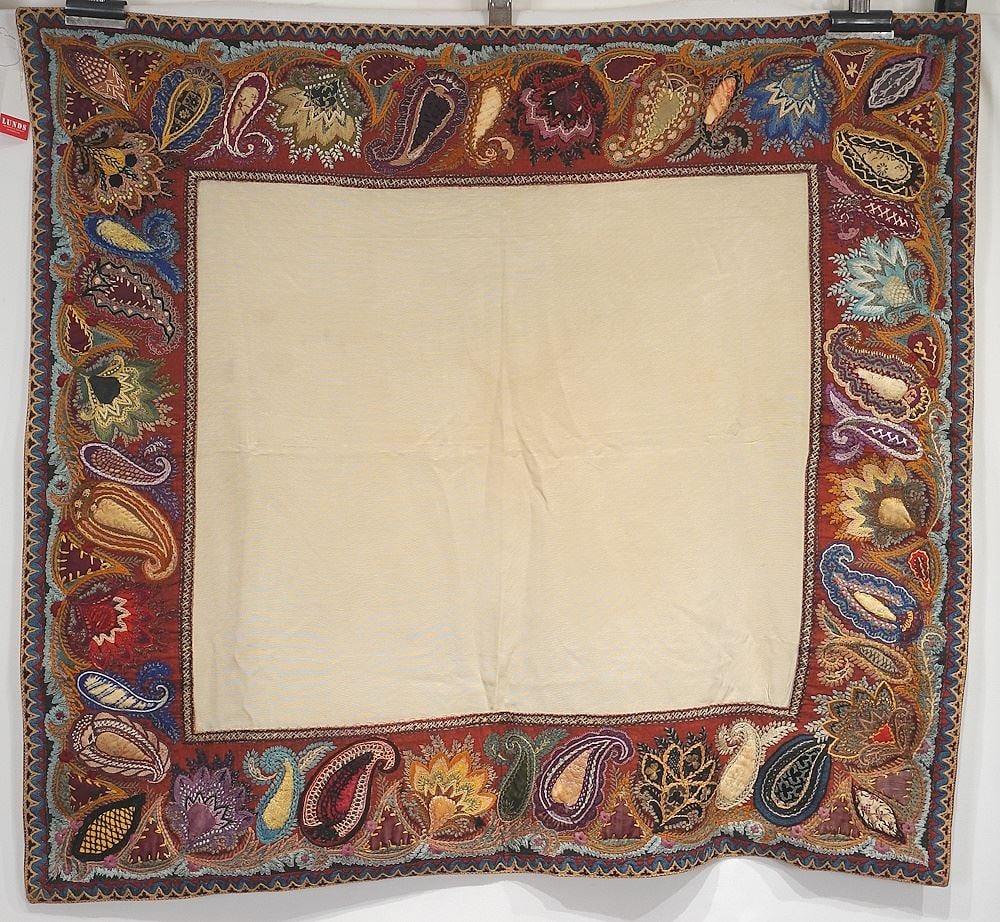 Elaborately Embroidery Border South Asian Panel, Approximately 41" x 38": Elaborately Embroidery Border South Asian Panel, Approximately 41" x 38"