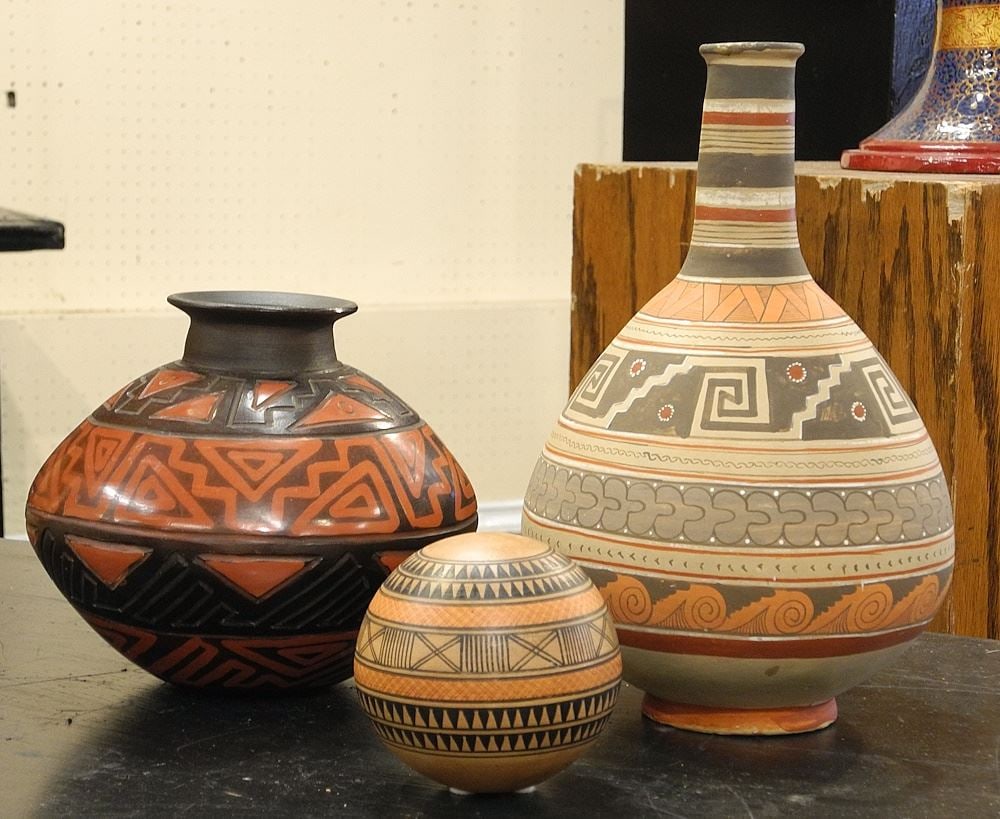 3 Pieces of Peruvian Pottery, 4" - 11 7/8"h. (1 of 2)