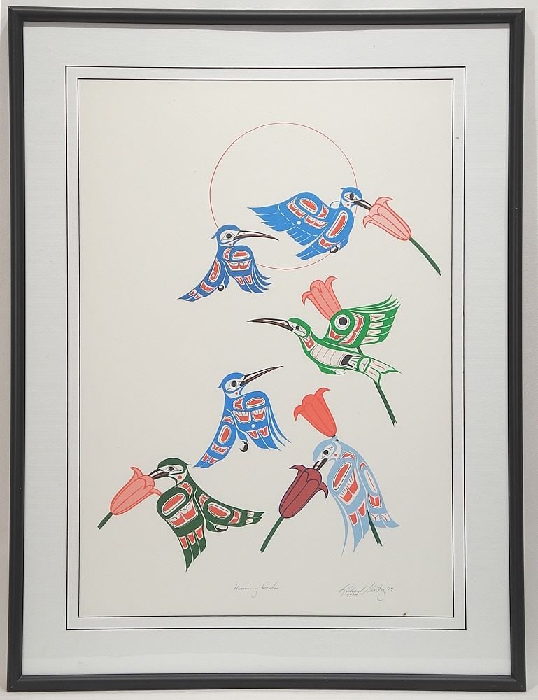 Serigraph signed Richard Shorty'94, 22" x 15 3/8", "Hummingbirds". (1 of 3)