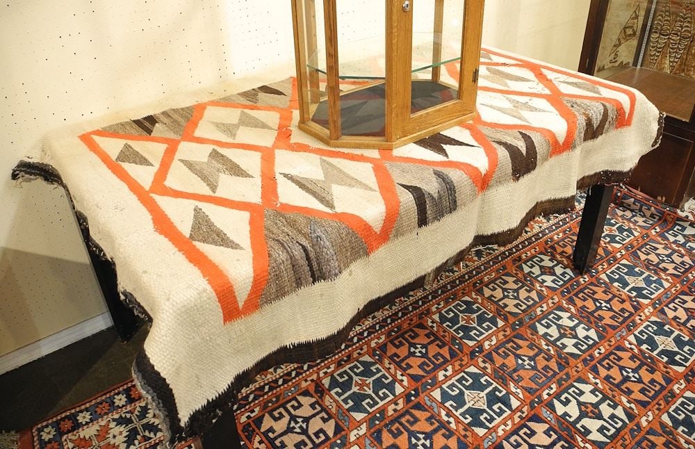 Old Navajo-Style Rug Approximately 72" x 50" (condition noted). (1 of 4)