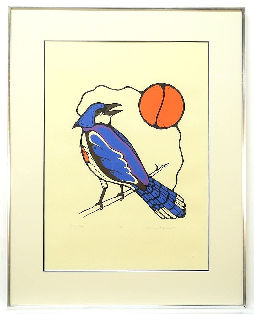 Serigraph signed Eleanor Kanasawe, 21 1/8" x 15 1/4", "Blue Jay" #5/ 225. (1 of 3)