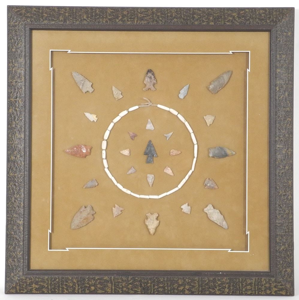 Framed Texas Arrowhead & Shell Necklace Collection, Artevo.com, 16" x 16". (1 of 2)