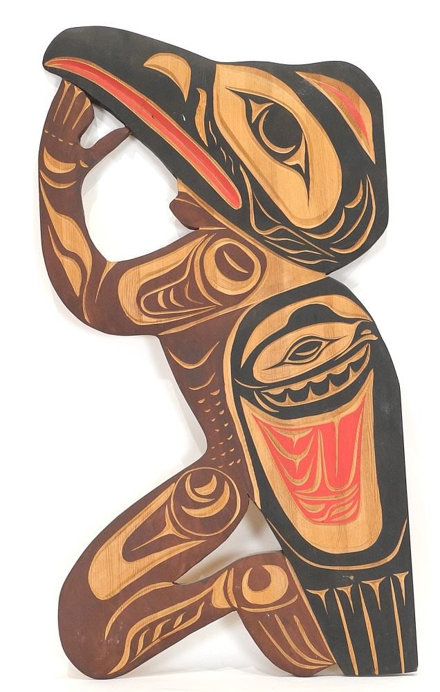 Coast Salish "Dancer" Plaque signed Steve Charlie (Squamish), 31".: Coast Salish "Dancer" Plaque signed Steve Charlie (Squamish), 31".
