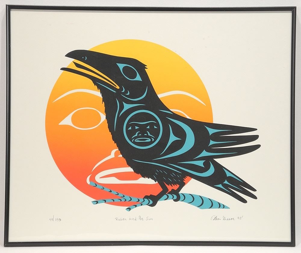 Serigraph signed Stan Greene'93, 14 1/2" x 17 1/2", "Raven & the Sun" #47/140. (1 of 3)