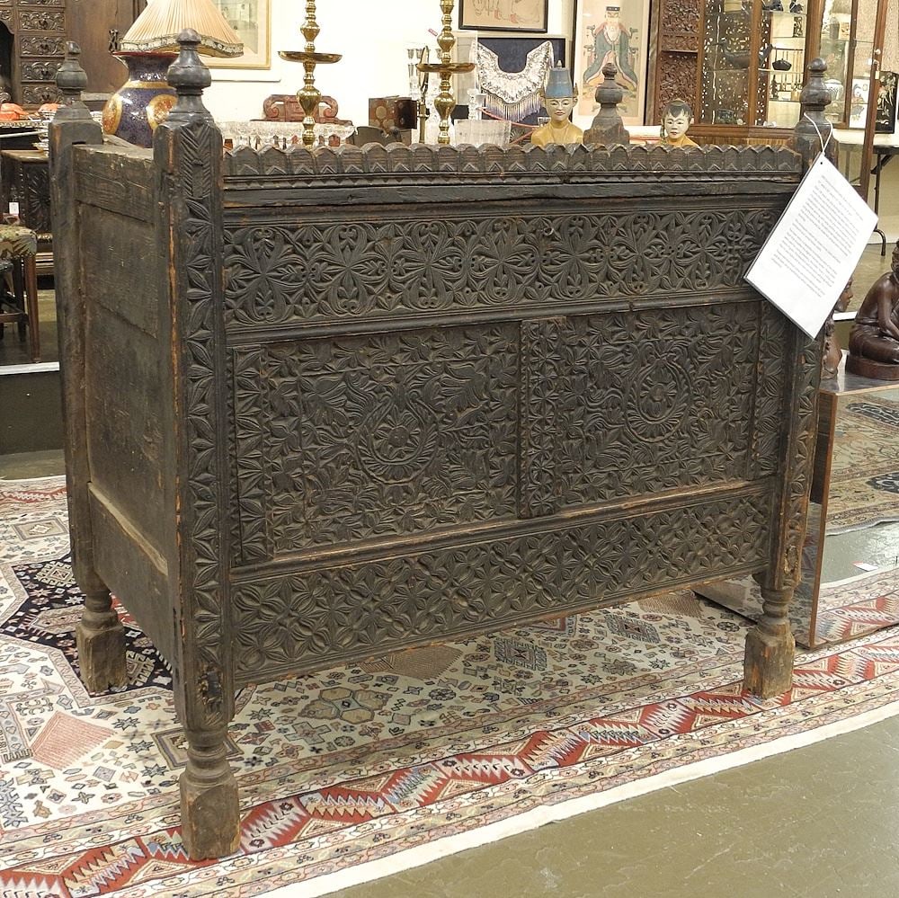 19th C. Swat Valley Pakistan Cedar Dowry Chest, 51" x 51" x 29 1/4". (1 of 6)
