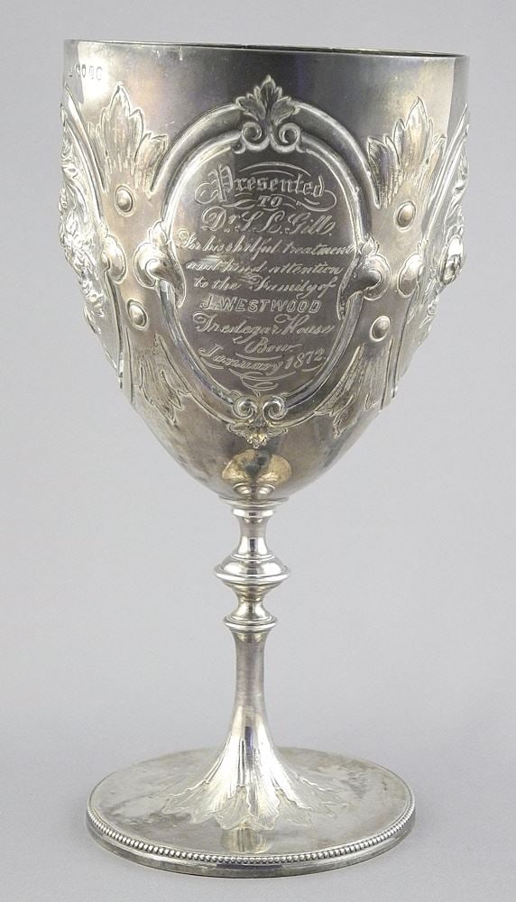 Hallmarked Silver Presentation Goblet, 8"h, 280g. (1 of 4)