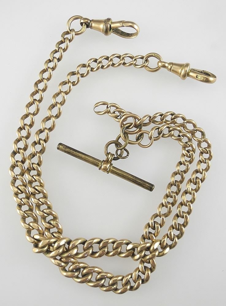 Two 9K Gold Watch Chains, 19", 43.98g. (1 of 2)
