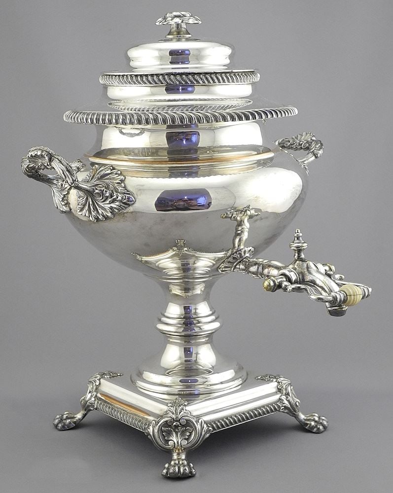 Old Sheffield Plate Hot Water Urn, 14 1/8"h, NO EXPORT.: Old Sheffield Plate Hot Water Urn, 14 1/8"h, NO EXPORT.