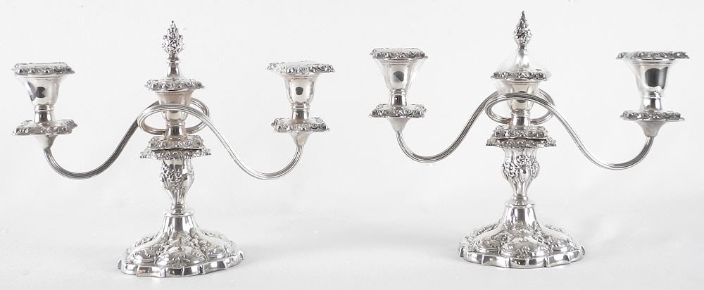 Pair of Birks Regency Plate Convertible Candelabra, 9 5/8". (1 of 5)