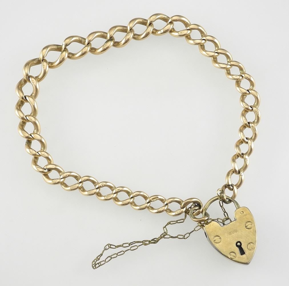 9K Gold Bracelet with Lock Clasp, 15.04g. (1 of 2)